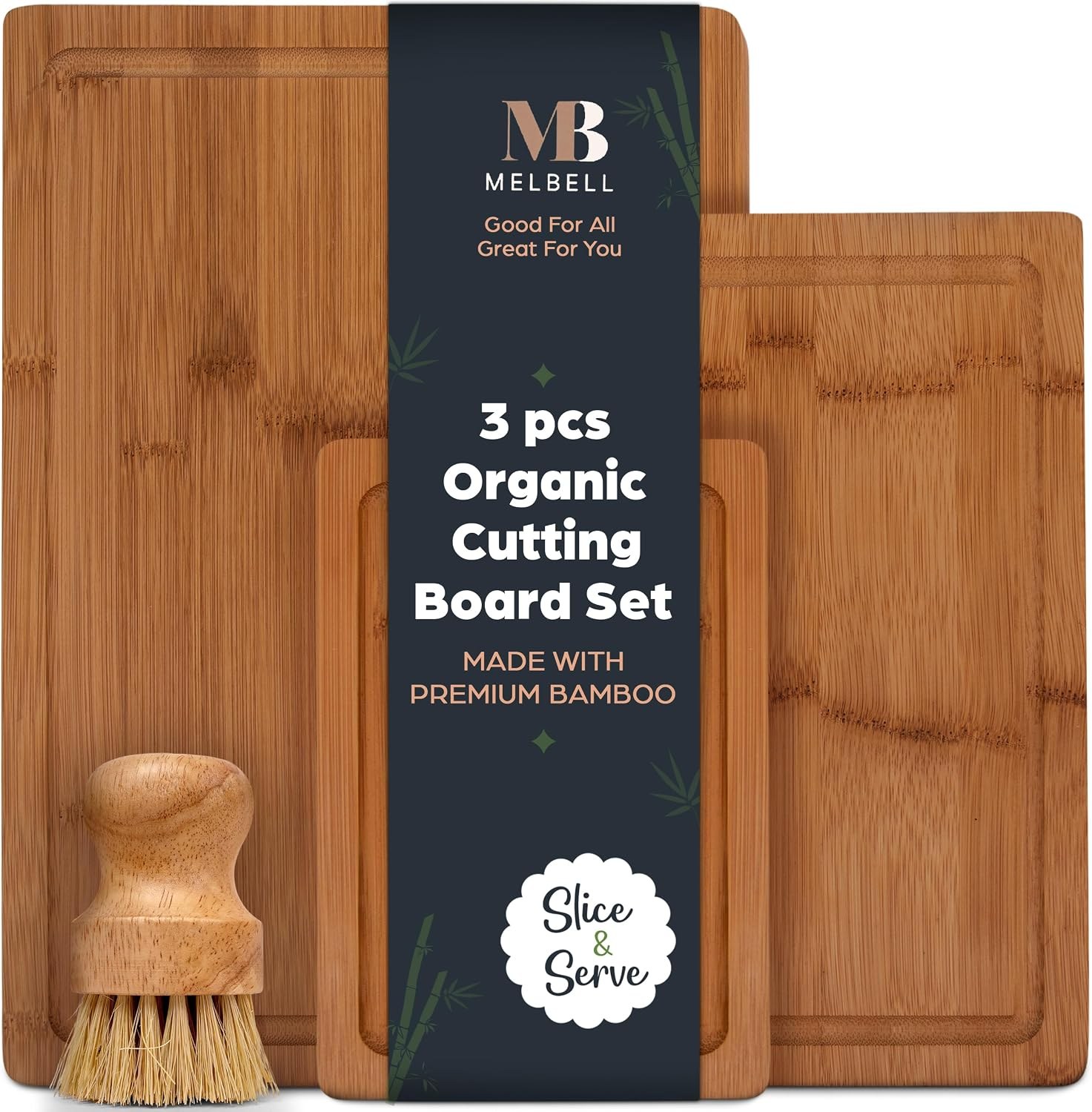 GULFSIDE Bamboo Cutting Board Set 3-Piece with Juice Groove