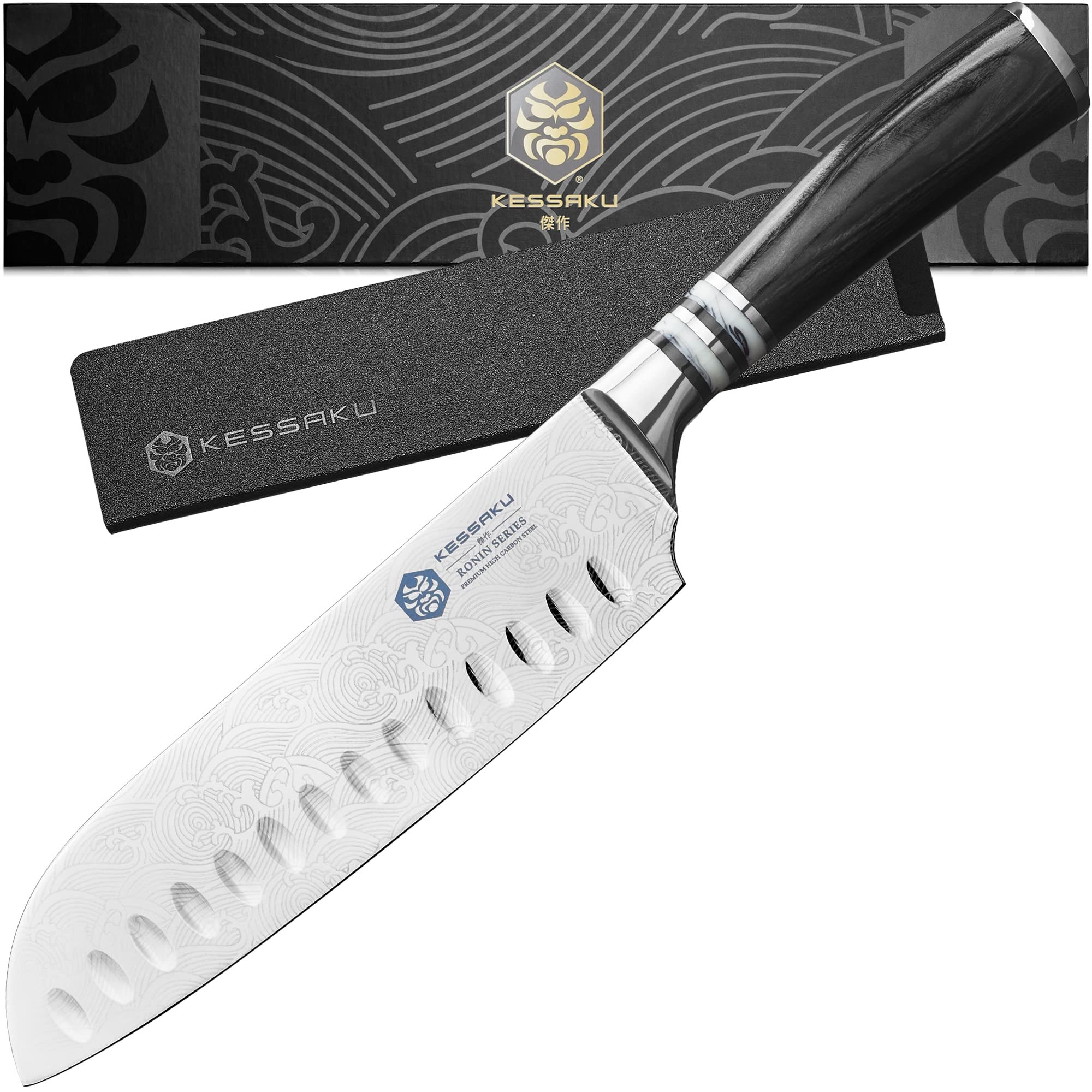GULFSIDE Santoku Knife 7-Inch VG-10 Japanese Steel Granton Edge